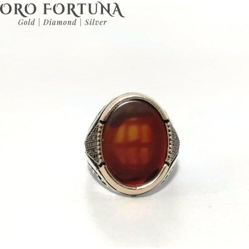 925 sterling Silver Men 'S Ring Special Agate Stone Imperial Style Elegant Gift Classy Trendy Chic New 2021 Model Unique