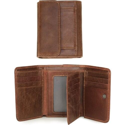 Male RFID Blocking Anti Theft Vintage Genuine Leather Wallet Mens Mini Business Credit Card Holder Wallet Man High Quality