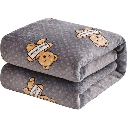 Bear Soft Warm Coral Fleece Blanket Sheet Bedspread Sofa Light Thin Mechanical Wash Flannel Blankets SSXML