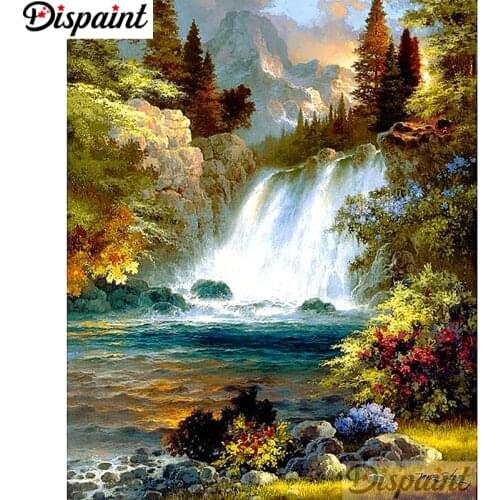 Dispaint Full Square/Round Drill 5D DIY Diamond Painting "Waterfall scenery"3D Embroidery Cross Stitch Home Decor Gift A12120