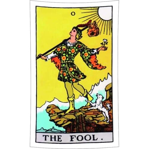 Vintage Style Colored Tarot Devination Theme Wall Hanging The Fool Tapestry