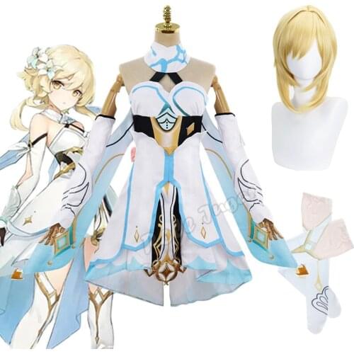 New Game Genshin Impact Cosplay Traveler Lumine Cosplay Costume Carnival Halloween Costumes Women Lolita Lumine Dress Suit