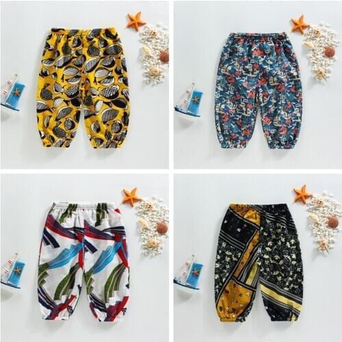 The New Summer Style Boys Print Anti-mosquito Pants Children Air-conditioned Pants Baby Breathable Harlem Pants