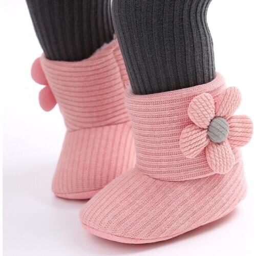 Baby Girls Autumn Winter First Walker Boots Cute Sweet Flower Boots Toddler Soft Soled Super Keep Warm Baby Girls Boots