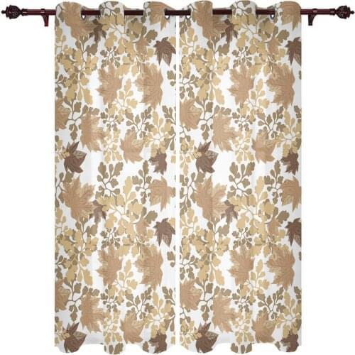 Autumn Retro Maple Leaf Texture Windows Curtains Living Room Bedroom Kitchen Curtains For Children Drapes