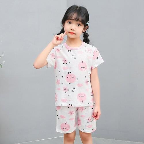 Pajamas Sets Girls Sleepwear Pyjamas Childrens Pijamas Suit Baby Girl Clothes Short Sleeve Girls Homewear Summer Kids Sleepwear