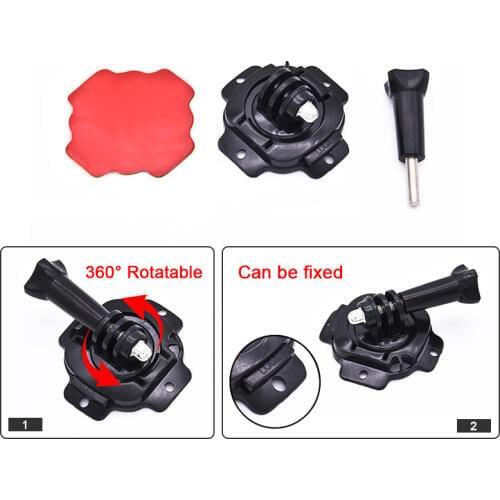 360 Degree Rotating Helmet Bracket Curve Mount Holder + Adhesive Paste Sticker And Long Screw For GoPro Hero 7 6 5 4 3