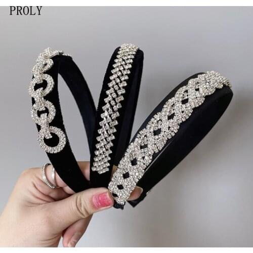 PROLY New Fashion Baroque Headband Shining Crystal Rhinestone Chain Knot Hairband Adult Top Luxurious Hair Accessories Women