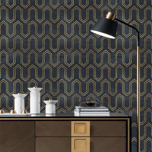 Retro Gold Lines Diy Home Decor Self-adhesive Wall Stickers for Kitchen Bathroom Living Room Bedroom