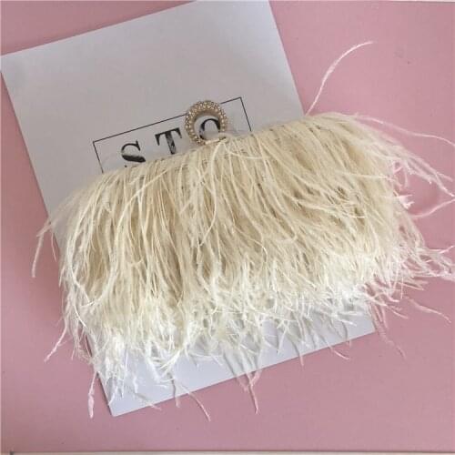 Luxury Handbags Women Bags Designer Evening Party Clutch Bag Women Bags Chains Designer Ostrich Feather
