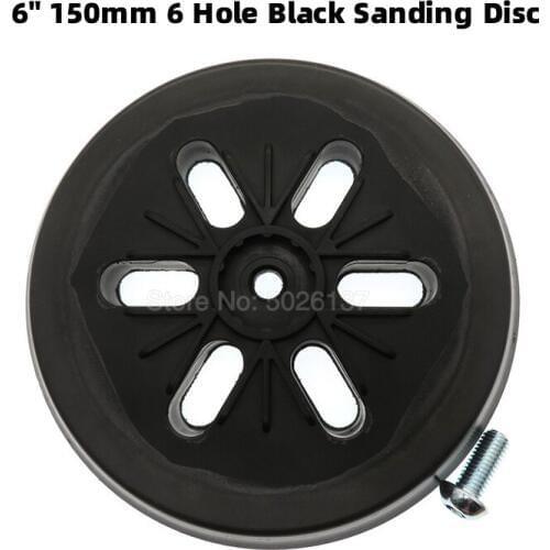 1Pcs 6-INCH 6 Hole Black Sanding 150MM Sandpaper Disc Sander Polishing Grinding Hook Loop Short Flat Dust Thread Back Pad Discs
