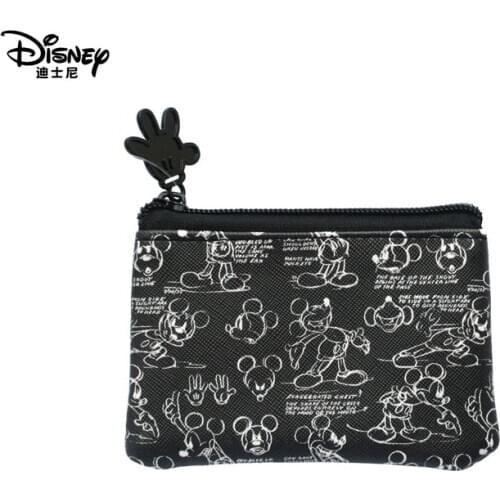 Disney Genuine Mickey Mouse Black Woman Handbag Cartoon Lady Storage Bag New Wallet Fashion Girl Coin Purse