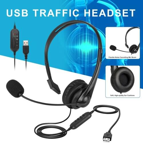 USB Call Center Headset with Noise Cancelling Microphone for PC Home Office Phone Customer Service, Online Courses
