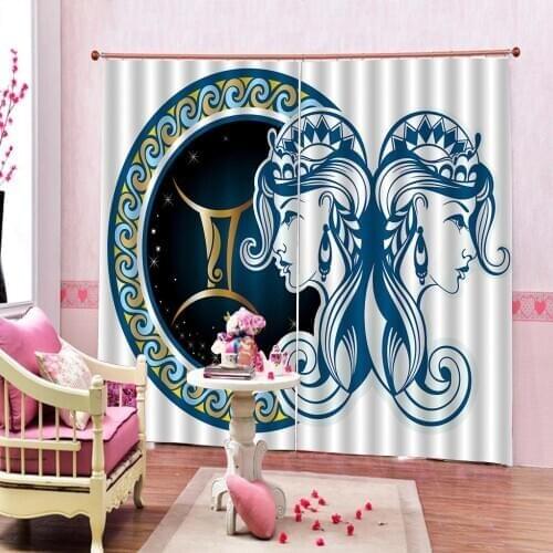 Shower Curtain with Hooks Blue cartoon beauty Curtains living room bedroom Blackout curtain home drapes