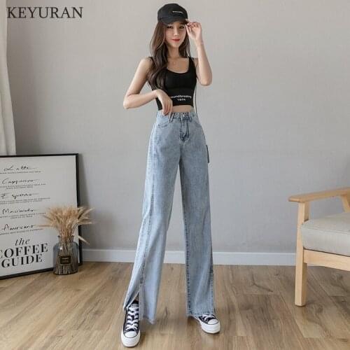 Woman Jeans High Waist Clothes Wide Leg Denim Clothing Blue Streetwear Vintage Quality 2021 Fashion Harajuku Straight Pants