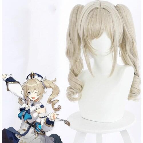 Game Genshin Impact Cosplay Costume Barbara Cosplay Wig for Women Halloween Party Cosplay Props Christmas Gift for Girl
