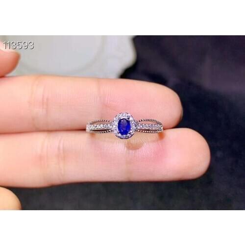 Natural Sapphire 925 Silver Jewelry Ring Women Fine Jewelry 1pc 3x4mm