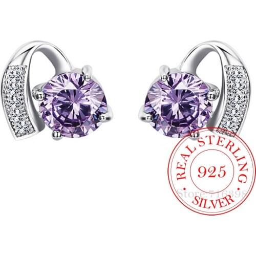 100% 925 Sterling Silver Crystal Heart Stud Earrings for Women 2021 Korean Girls Gift Fashion Wedding Jewelry Bijoux Pendientes