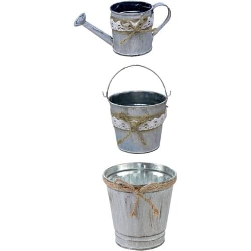 3 Pieces Of Flower Pot Vintage Iron Vase Big Flower Pot Flower Bucket Flower Stand Indoor Outdoor Garden Decoration