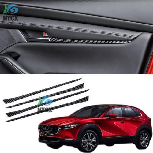 4pcs Car ABS Interior Door Decoration Panel Trim for Mazda CX30 CX-30 2020 2021 Year Accessories