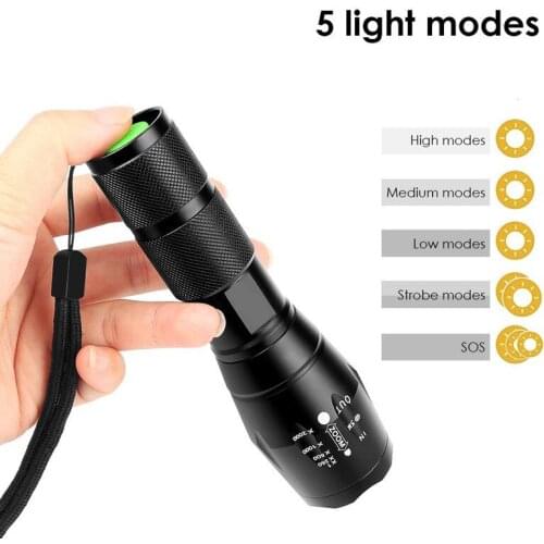 8000LM Powerful Waterproof V6 LED Flashlight Portable LED Camping Lamp Torch Lights Lanternas Self Defense Tactical Flashlight