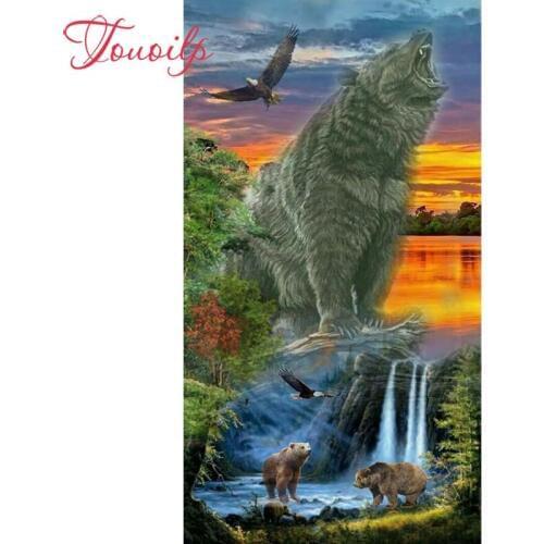 TOUOILP Black bear waterfall 5d Diamond Painting Full Square/Round Drill 3D Diamond Embroidery Cross Stitch Mosaic Home Decor