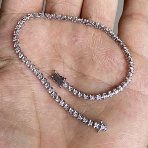Cheap Price 18K White Gold H SI 1.5mm 100% Natural Diamond 17cm Tennis Bracelet for Gift