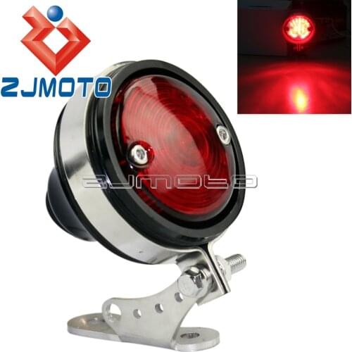 Cafe Racer Round 2.6'' LED Tail Light Stop Lamp For Harley Sportster Dyna Softail FXD FLST Bobber Honda CB Red Light Taillight