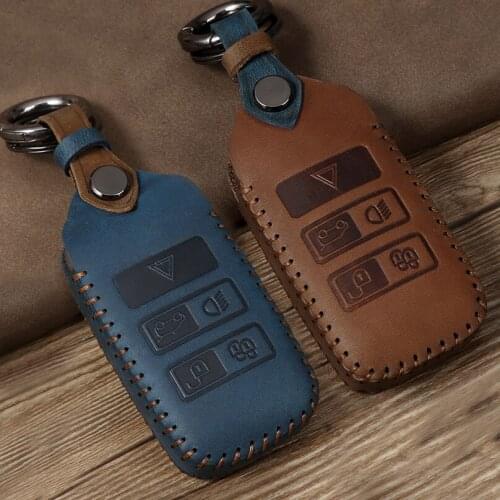 Retro Style Genuine Leather Car Key Case Cover For Land Rover A9 Discovery Range Rover Sport 4 Evoque Freelander 2 Discovery