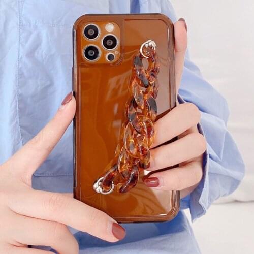 Cool Leopard Marble Stone Hand Chain Case for iphone 12Pro Max XS XR 8 7Plus Brown Bracelet Shockproof Cover For iPhone 11