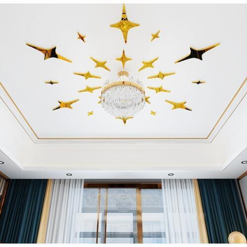 5-Pointed Star Acrylic 3d Mirror Wall Stickers Kids Room Baby Nursery Ceiling DIY Wall Sticker Living Room Decor Wall Stickers