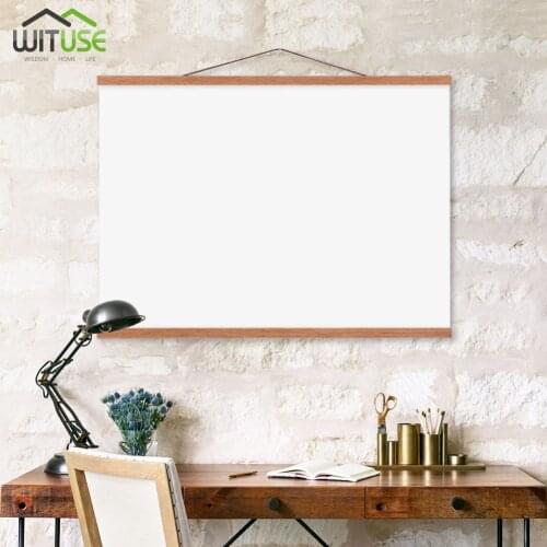 Magnetic Poster Frame Wooden Diy Photo Picture Artwork Hanger Poster Holder Hanging scrolls Home Wall Decoration Frame 21-60cm