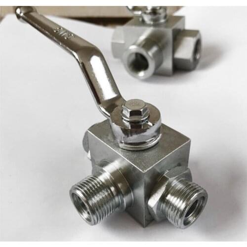 High Pressure Hydraulic Three-Way Ball Valve Male Thread L-type Hydraulic Ball Valve M16 M22 M27 M30 M36