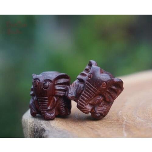 Natural Red Sandalwood Carved Elepant Beads Tiny Charms Mala Beads Japa Bead Bracelet Jewellry Findings DIY Accessories