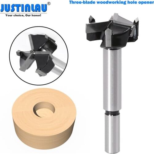 JUSTINLAU Three-blade Woodworking Hole Opener Hinge Alloy Plastic Wood Hole Extractor Flashlight Drill Bit Woodworking Tool