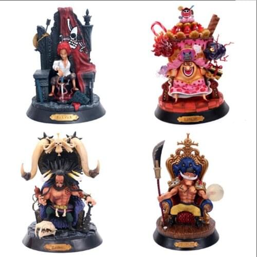 Classic Anime OnePiece Character GK Four Thrones Sitting Action Humanoid Color Box Model Toy Decoration Children Gift Collection