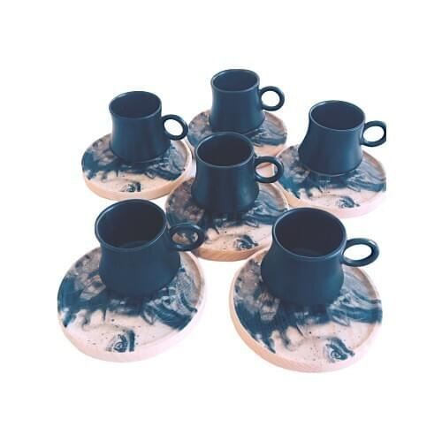 Evoks Natural Wood Coffee Set 6'lı