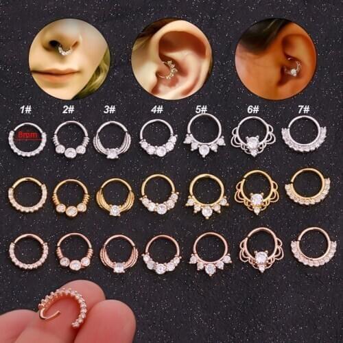 1PC Cute Nose Piercing Rings Copper 20g Hoop Septum Ring Surgical Steel Lip Ring Daith Tragus Conch Cartilage Earrings Piercings
