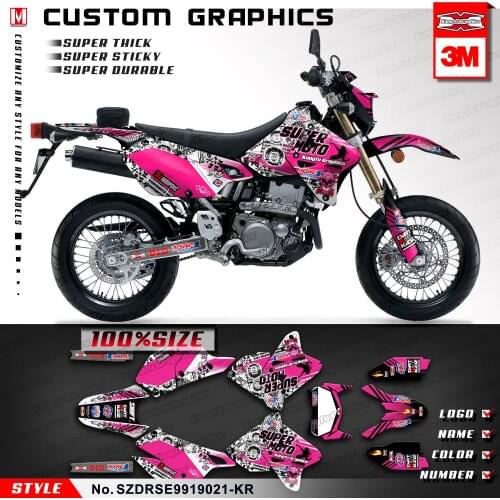 KUNGFU GRAPHICS Custom Decals Off-road Motorcycle Sticker Kit for DRZ400SM DRZ 400 Enduro 1999 to 2019 KLX 400R 2002 to 2004