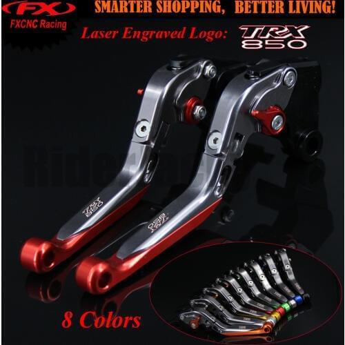 Laser Logo (TRX 850) CNC Red+Titanium Motorcycle Adjustable Brake Clutch Lever For Yamaha TRX850 1996-1999 1997 1998