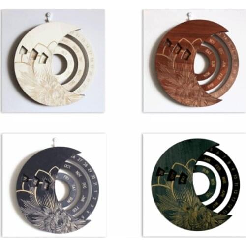 Multifunctional Wooden Perpetual Calendar Study Desk Calendar Handicraft Decoration Wooden Crafts Hanging Home Decor Modern