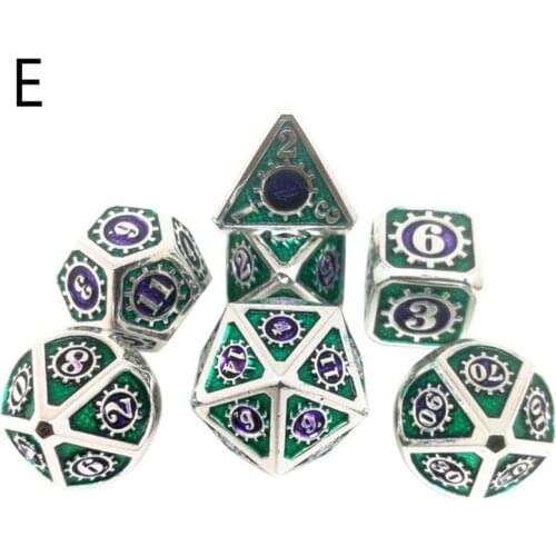 7pcs Metal Dice Set DND Solid Polyhedron for Party RPG MTG Role Playing Games