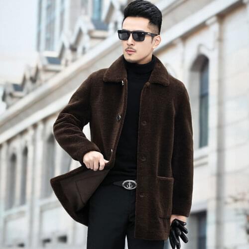 2020 New Men Winter Sheep Shearling Real Fur Coat Male Soft Natural Lamb Fur Jacket Man Warm Thick Plus Size 5xl Long Jacket Z73