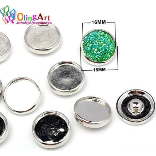 OlingArt 2pcs/lot 18mm Round Snap Button buckle For 16MM interface DIY Bracelet/necklace/Pendant Charms jewelry making