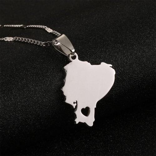 Stainless Steel Ecuador Map Pendant Necklaces Ecuadorian Maps Charm Jewelry
