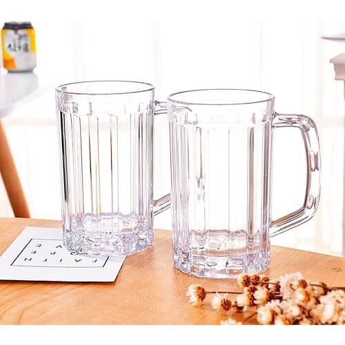 Plastic Cup (500ml) Unbreakable Acrylic Beer Mug, KTV Beer Mug,Plastic Drink Mug, Breakfast Drinking Glass,Kitchen Wine Utensils