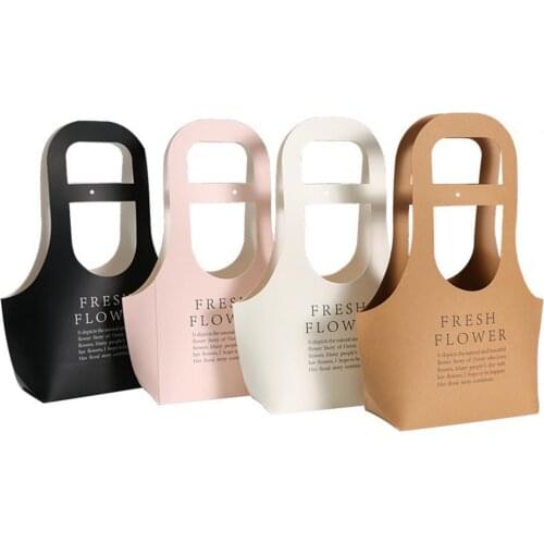 10Pcs Portable Flower Basket Foldable Water Proof Kraft Paper Household Flower Packing Bag for Home Gift Boxes Bags