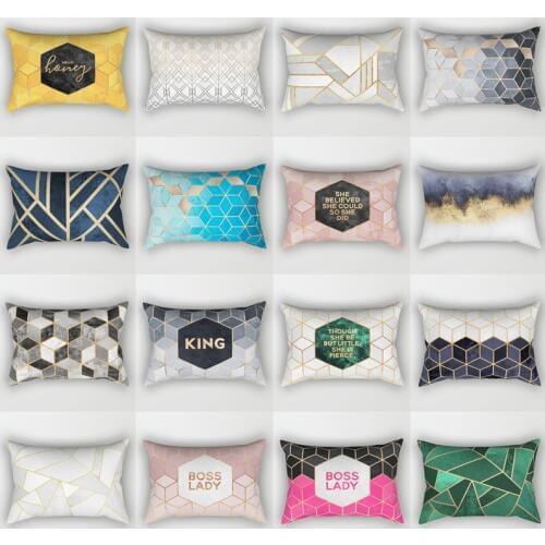 2018 colorful geometry pattern cushion cover geometric printed polyester pillowcases home textile pillow covers sofa 30*50cm
