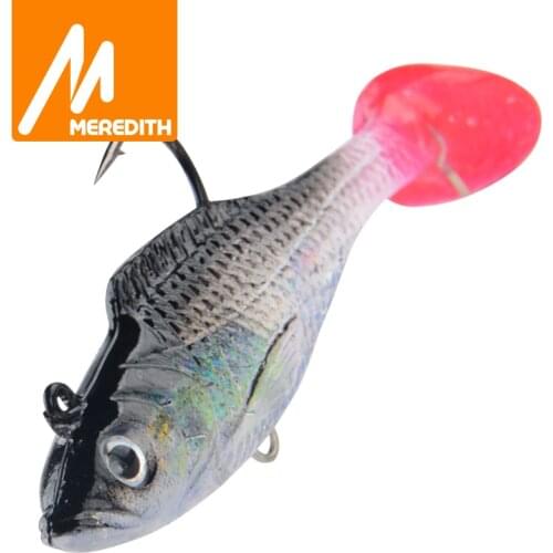 MEREDITH 5pcs Small DD Fish 70mm/8.5g Lead Fishing Lures T Tail Soft Fishing Lures Single Hook Artificial Wobblers Bait Fishing
