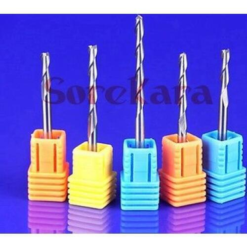 3.175*32mm Carbide CNC Router Bits Two Flutes Spiral End Mills Milling Cutter PVC Cutter For Engraving Carving woodworking
